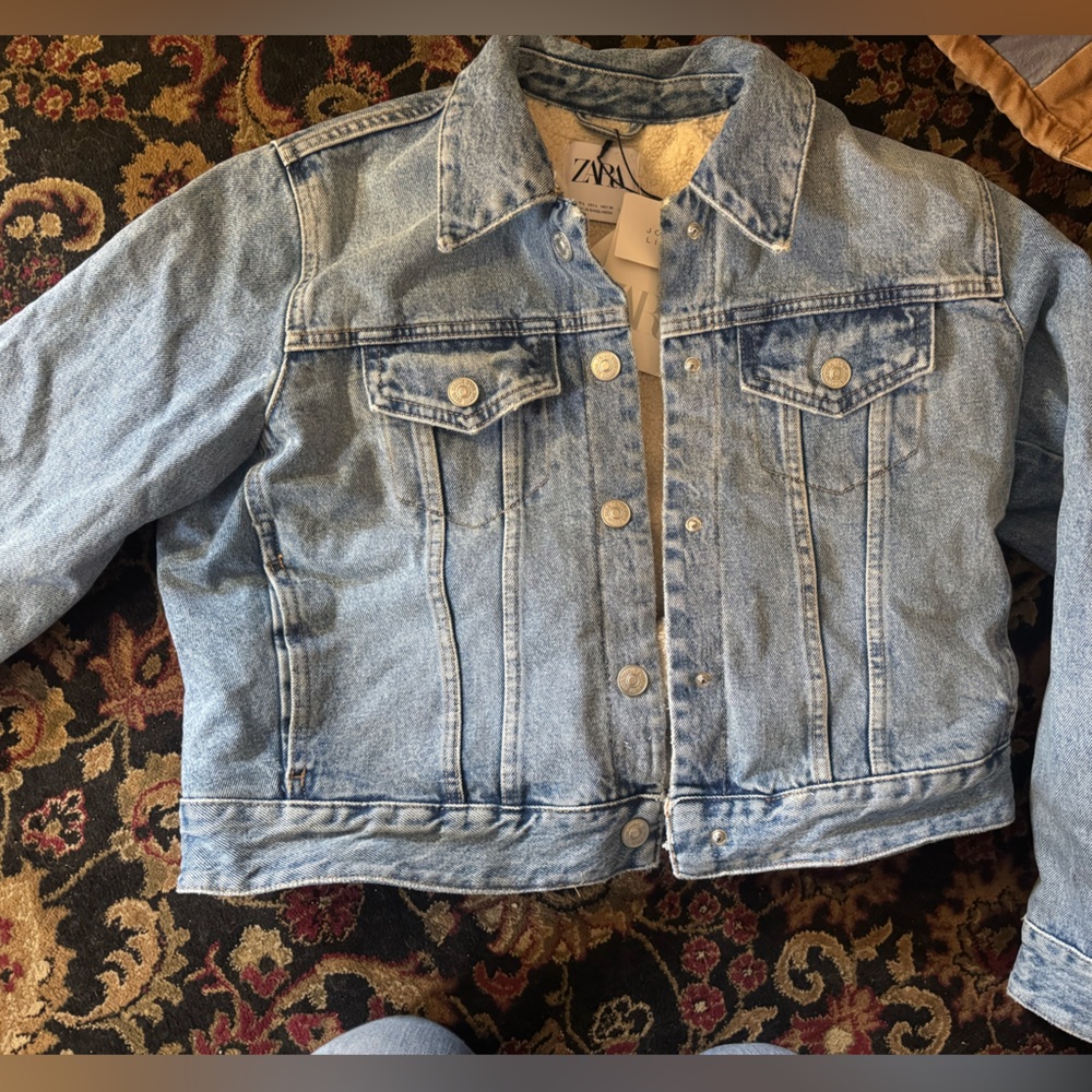 Zara Blue Denim Jacket with Cream Lining